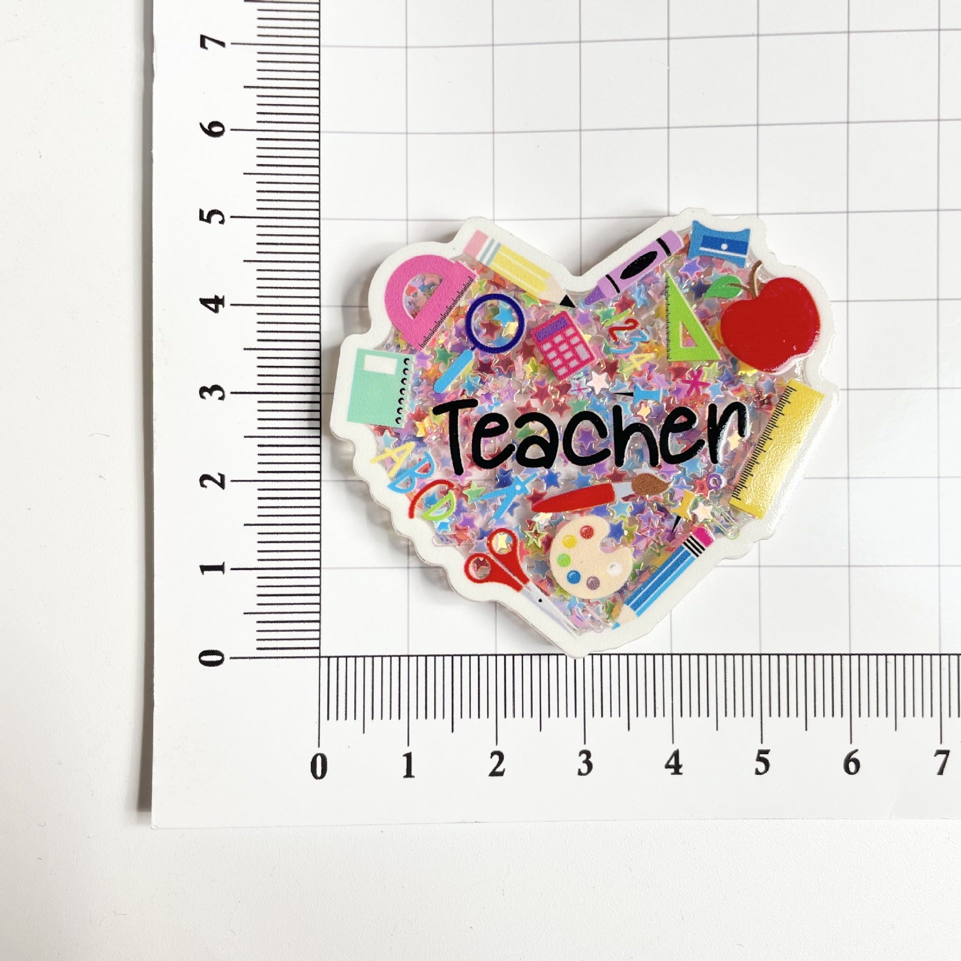Wholesale 20PCS Teacher Acrylic Quicksand Rotatable ID Buckle